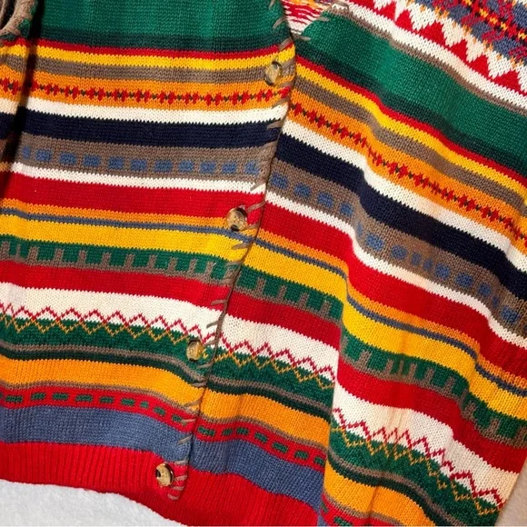 Vtg highgate Ltd II Multicolor Striped Western Knit Button front vest sweater 2X - Picture 3 of 6